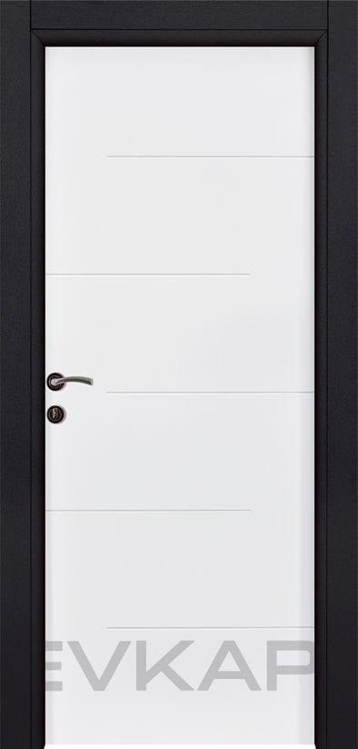 PVC-180 Saten Beyaz Antrasit Pvc Kapı