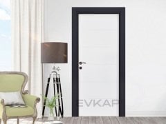 PVC-180 Saten Beyaz Antrasit Pvc Kapı